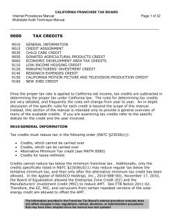 CALIFORNIA FRANCHISE TAX BOARD Internal Procedures Manual Page 1 of 32