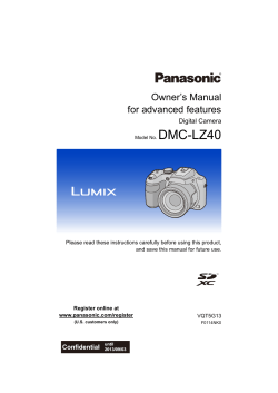 DMC-LZ40 Owner’s Manual for advanced features Digital Camera