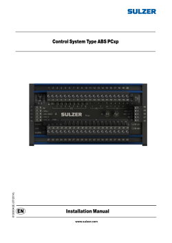 Control System Type ABS PCxp EN Installation Manual www.sulzer.com