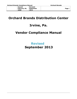 Orchard Brands Distribution Center Irvine, Pa. Vendor Compliance Manual