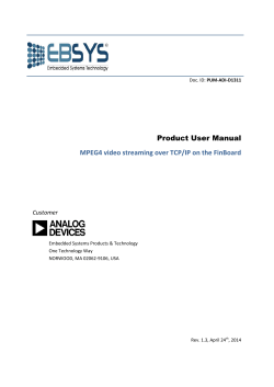 Product User Manual MPEG4 video streaming over TCP/IP on the FinBoard  Customer