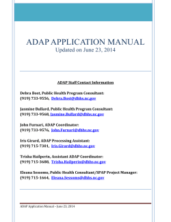 ADAP APPLICATION MANUAL  Updated on June 23, 2014