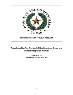 Texas Franchise Tax Electronic Filing Developer Guide and System Integration Manual