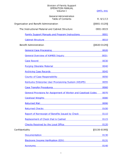 Division of Family Support OPERATION MANUAL Volume I General Administration