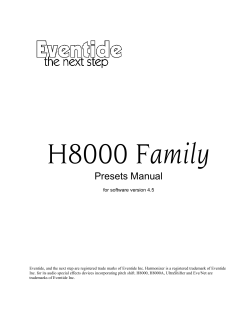 H8000 Family Presets Manual for software version 4.5
