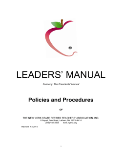 LEADERS’ MANUAL Policies and Procedures
