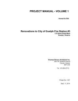 PROJECT MANUAL - VOLUME 1  Issued for Bid