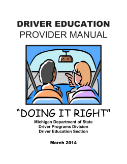 “DOING IT RIGHT” PROVIDER MANUAL DRIVER EDUCATION