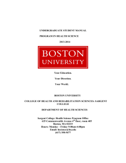 2013-2014 UNDERGRADUATE STUDENT MANUAL PROGRAM IN HEALTH SCIENCE