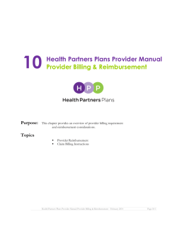 10  Provider Billing &amp; Reimbursement Health Partners Plans Provider Manual