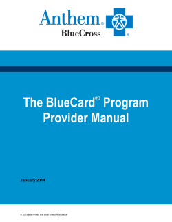 The BlueCard Program Provider Manual ®