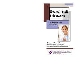 Medical Staff Orientation and Reference Guide Revised 2014