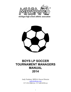 BOYS LP SOCCER TOURNAMENT MANAGERS MANUAL 2014