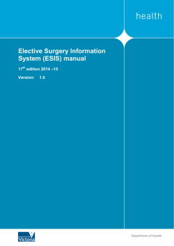 Elective Surgery Information System (ESIS) manual 17 edition 2014 –15