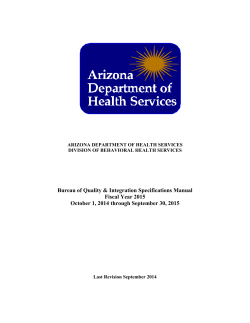 Bureau of Quality &amp; Integration Specifications Manual Fiscal Year 2015