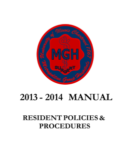 2013 - 2014  MANUAL RESIDENT POLICIES &amp; PROCEDURES