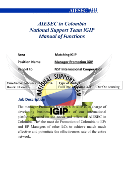 AIESEC in Colombia National Support Team iGIP Manual of Functions