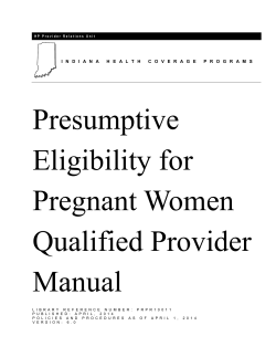 Presumptive Eligibility for Pregnant Women Qualified Provider