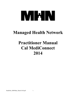 Managed Health Network  Practitioner Manual Cal MediConnect