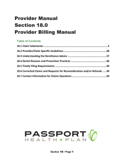 Provider Manual Section 18.0 Provider Billing Manual