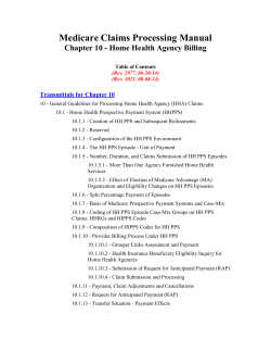 Medicare Claims Processing Manual Chapter 10 - Home Health Agency Billing