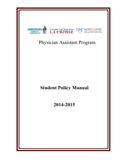 Physician Assistant Program Student Policy Manual  2014-2015