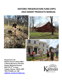 HISTORIC PRESERVATION FUND (HPF) 2014 GRANT PRODUCTS MANUAL