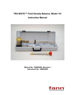 TRU-WATE™ Fluid Density Balance, Model 141 Instruction Manual