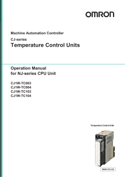 Temperature Control Units Operation Manual for NJ-series CPU Unit Machine Automation Controller