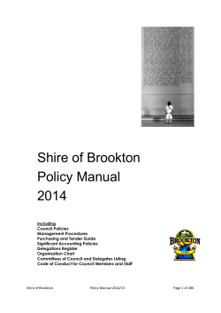 Shire of Brookton Policy Manual 2014