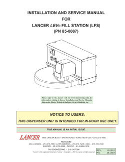 INSTALLATION AND SERVICE MANUAL FOR LEV FILL STATION (LFS)