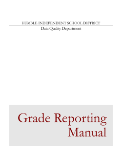 Grade Reporting Manual Data Quality Department