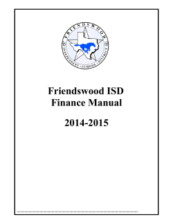Friendswood ISD Finance Manual 2014-2015