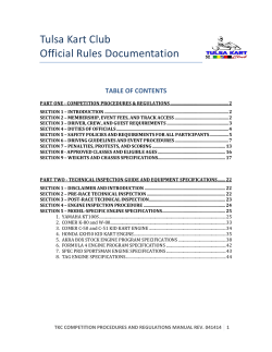 Tulsa Kart Club Official Rules Documentation  TABLE OF CONTENTS