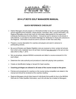 2014 LP BOYS GOLF MANAGERS MANUAL QUICK REFERENCE CHECKLIST