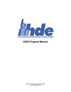IHDE Program Manual  Idaho Health Data Exchange Program Manual Revised September 2014