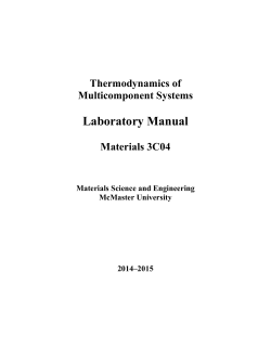 Laboratory Manual Thermodynamics of Multicomponent Systems Materials 3C04