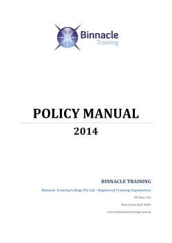 POLICY MANUAL  2014 BINNACLE TRAINING