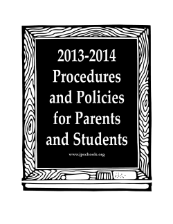 2013-2014 Procedures and Policies for Parents