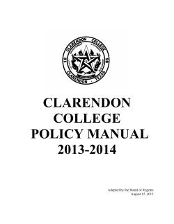 CLARENDON COLLEGE POLICY MANUAL