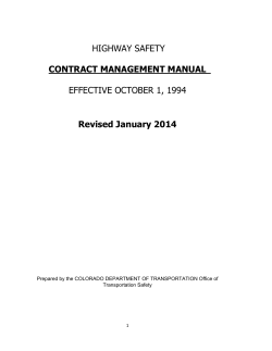 HIGHWAY SAFETY EFFECTIVE OCTOBER 1, 1994 CONTRACT MANAGEMENT MANUAL Revised January 2014