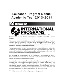 Lausanne Program Manual Academic Year 2013-2014