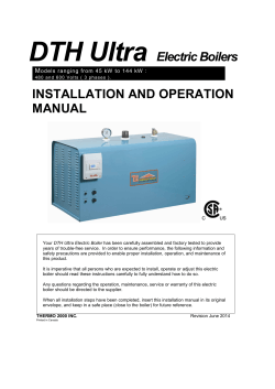 DTH Ultra Electric Boilers INSTALLATION AND OPERATION MANUAL