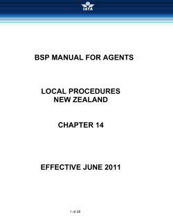 BSP MANUAL FOR AGENTS  LOCAL PROCEDURES NEW ZEALAND