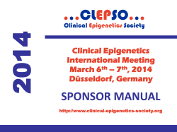 2014 SPONSOR MANUAL Clinical Epigenetics