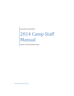 2014 Camp Staff Manual  Jersey Shore Council, BSA