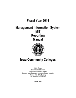 Fiscal Year 2014 Management Information System (MIS)