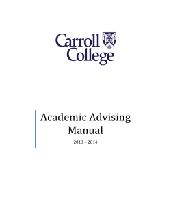 Academic Advising Manual 2013 – 2014