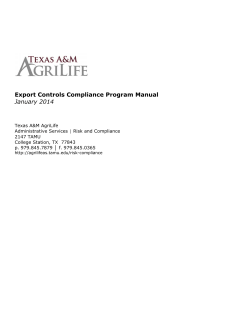 Export Controls Compliance Program Manual January 2014