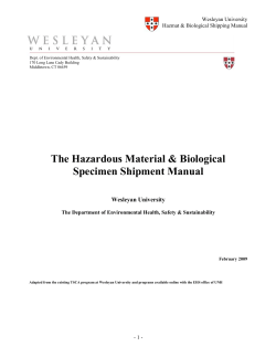 Wesleyan University Hazmat &amp; Biological Shipping Manual